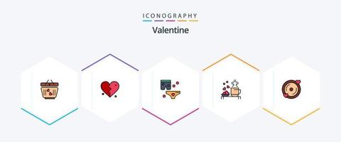 paquete de iconos de línea completa de San Valentín 25 que incluye boda. amar. mierdas corazones. té vector