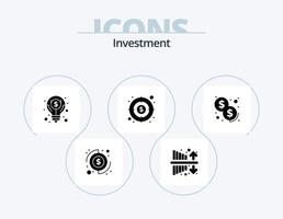 paquete de iconos de glifo de inversión 5 diseño de iconos. inversión. meta. negocio. objetivo. dinero vector