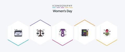 Womens Day 25 FilledLine icon pack including . red. female. flower. woman vector