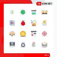 Modern Set of 16 Flat Colors and symbols such as numbers film coding wagon railroad Editable Pack of Creative Vector Design Elements