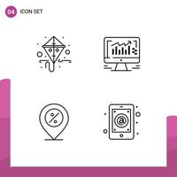 4 Creative Icons Modern Signs and Symbols of gras offer spring business percentage Editable Vector Design Elements