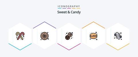 Sweet And Candy 25 FilledLine icon pack including candy. macaroni. bake. french macaroon. cake vector