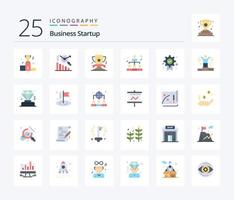 Business Startup 25 Flat Color icon pack including award. people. award. network. prize vector