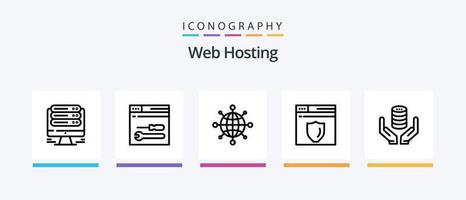 paquete de iconos de la línea 5 de alojamiento web que incluye seguridad. blindaje. bicho. seguridad. blindaje. diseño de iconos creativos vector