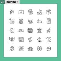 Modern Set of 25 Lines Pictograph of click circle online business mountain Editable Vector Design Elements