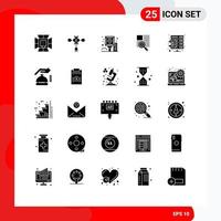 Group of 25 Solid Glyphs Signs and Symbols for reading text decoration line post Editable Vector Design Elements