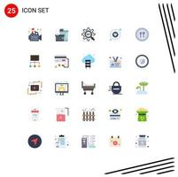 25 Universal Flat Color Signs Symbols of fork quality seo target premium Editable Vector Design Elements