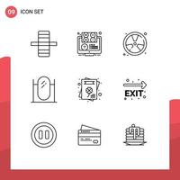 9 User Interface Outline Pack of modern Signs and Symbols of mirror furniture online floor fireman Editable Vector Design Elements