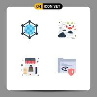 Set of 4 Vector Flat Icons on Grid for analytics marketplace web moon shopping Editable Vector Design Elements