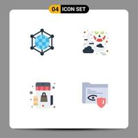 Set of 4 Vector Flat Icons on Grid for analytics marketplace web moon shopping Editable Vector Design Elements