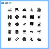 Universal Icon Symbols Group of 25 Modern Solid Glyphs of shop technology cloud space launch Editable Vector Design Elements