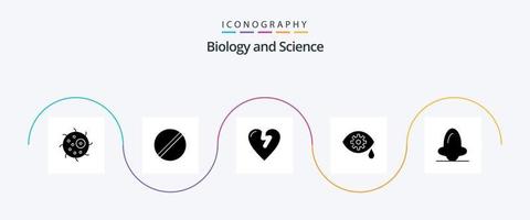 Biology Glyph 5 Icon Pack Including face. anatomy. science. laser. correction vector