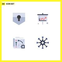 Flat Icon Pack of 4 Universal Symbols of key app shield banking setting Editable Vector Design Elements