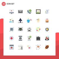 Universal Icon Symbols Group of 25 Modern Flat Colors of medical report picture call development coding Editable Vector Design Elements