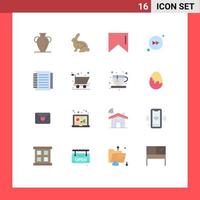 Set of 16 Modern UI Icons Symbols Signs for paper notebook rabbit note forward Editable Pack of Creative Vector Design Elements