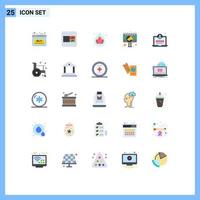 25 Universal Flat Color Signs Symbols of web sign board water billboard advertisement Editable Vector Design Elements