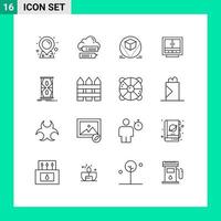 16 Thematic Vector Outlines and Editable Symbols of office files box drawer cabinet Editable Vector Design Elements