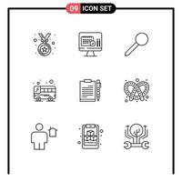 Set of 9 Vector Outlines on Grid for file business pin document public Editable Vector Design Elements