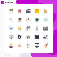 Mobile Interface Flat Color Set of 25 Pictograms of foam hand logistic success good media Editable Vector Design Elements