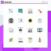 Modern Set of 16 Flat Colors and symbols such as couple chat sms time message distributed ledger book Editable Pack of Creative Vector Design Elements