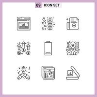 9 Universal Outlines Set for Web and Mobile Applications electric mission form marketing business Editable Vector Design Elements