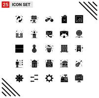 Mobile Interface Solid Glyph Set of 25 Pictograms of music computer vehicles photo image Editable Vector Design Elements