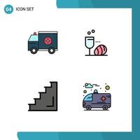 Set of 4 Modern UI Icons Symbols Signs for ambulance floor help egg level Editable Vector Design Elements