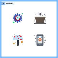 Modern Set of 4 Flat Icons Pictograph of productivity mushroom basket marketing commerce Editable Vector Design Elements