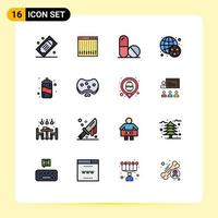 Set of 16 Modern UI Icons Symbols Signs for drink waste hardware radioactive space Editable Creative Vector Design Elements