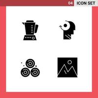 Modern Set of 4 Solid Glyphs Pictograph of blender straw machine your decor Editable Vector Design Elements