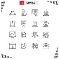 Pack of 16 creative Outlines of money bank web hardware devices Editable Vector Design Elements