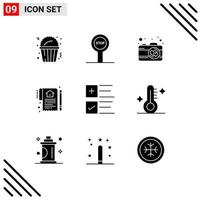 Pictogram Set of 9 Simple Solid Glyphs of business tick pictures text deal Editable Vector Design Elements