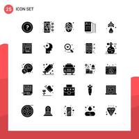 Editable Vector Line Pack of 25 Simple Solid Glyphs of living search contact job document Editable Vector Design Elements