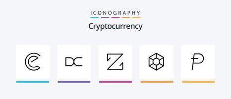 paquete de iconos de línea de criptomoneda 5 que incluye moneda. moneda criptográfica. emercoin cripto. rubycoin. diseño de iconos creativos vector