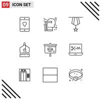 9 iconos creativos, signos y símbolos modernos de escala de etiquetas, insignias simples, elementos de diseño vectorial editables vector