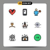 9 iconos creativos signos y símbolos modernos del corazón del arquitecto añaden amor nuevos elementos de diseño vectorial editables vector
