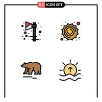 4 interfaz de usuario paquete de color plano de línea de llenado de signos y símbolos modernos de hacha oso vacaciones planeta canadá elementos de diseño vectorial editables vector