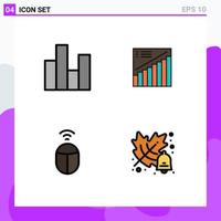 Modern Set of 4 Filledline Flat Colors Pictograph of bar sales finance graph wifi Editable Vector Design Elements