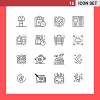 Set of 16 Vector Outlines on Grid for comment page medicine development coding Editable Vector Design Elements