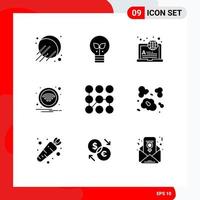 9 Thematic Vector Solid Glyphs and Editable Symbols of secure pattern internet sign wifi Editable Vector Design Elements