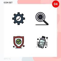 Set of 4 Modern UI Icons Symbols Signs for gear pollution control insurance water Editable Vector Design Elements