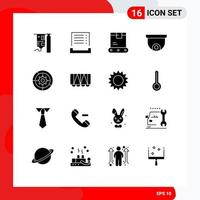 Mobile Interface Solid Glyph Set of 16 Pictograms of setup gear delivery planning camera Editable Vector Design Elements