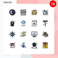 16 concepto de línea rellena de color plano para sitios web móviles y aplicaciones policía radio paleta de sombra de ojos radiactiva contaminación elementos de diseño de vectores creativos editables peligrosos