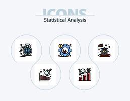 línea de análisis estadístico lleno de icono paquete 5 diseño de icono. análisis. finanzas. investigación. diagrama. evaluación de datos vector