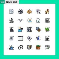 Modern Set of 25 Filled line Flat Colors and symbols such as investment chargeback pumkin back location Editable Vector Design Elements