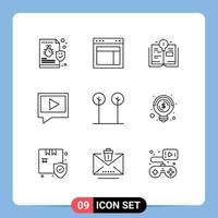 9 Creative Icons Modern Signs and Symbols of leaves mail web chat book Editable Vector Design Elements