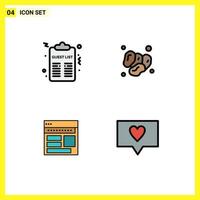 Stock Vector Icon Pack of 4 Line Signs and Symbols for celebration website list islam business Editable Vector Design Elements