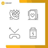 4 Creative Icons Modern Signs and Symbols of call missed firefighter circus battery Editable Vector Design Elements