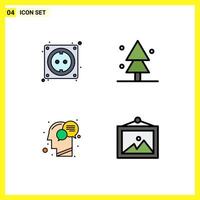 Modern Set of 4 Filledline Flat Colors Pictograph of cable head stock spruce mind Editable Vector Design Elements