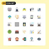 Flat Color Pack of 25 Universal Symbols of secure credit card venetian man strategy Editable Vector Design Elements